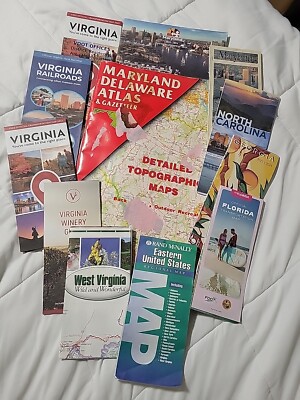 Maps Eastern USA State Road East Coast Maryland, VA, WV, Georgia, Florida, NC DE