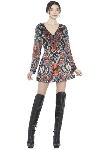 Alice & Olivia Mixed Baroque Print Deandra L/S Top $298 NWT XS - Picture 7 of 12
