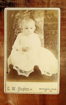 Cabinet Card Small Child Baby Girl IDed Huston Burlington IA Antique Photo #43