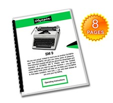 Olympia SM9 De Luxe Typewriter (1967-1969) User  Manual Operating Instructions thumbnail
