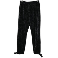St. John Couture Jogger Pants Small Black Sequin Elastic Waist Pull On Sparkly