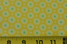 By 1/2 Yd, Green & White Circles on Yellow, Moda, Me and My Sister, B1686