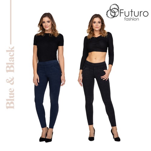 Le donne a vita alta Push Up Jeggings Leggings Dimagranti elastico Look  Denim FS503 | eBay