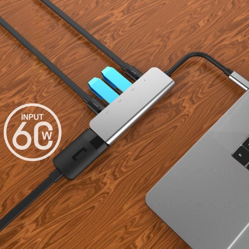 USB HUB Adapter to 2x USB TypeC Splitter Support PD60W