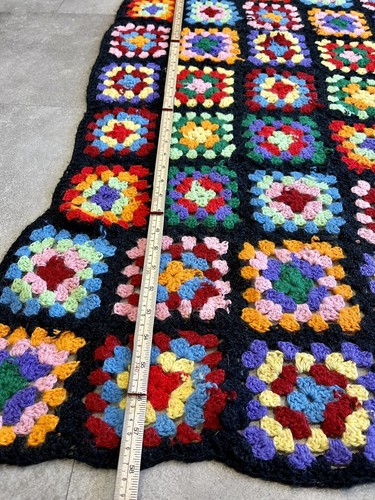 Handgefertigte Oma quadratisch gehäkelt afghanischer Überwurf Größe 58""x45"" Primärfarben Boho - Bild 3 von 4