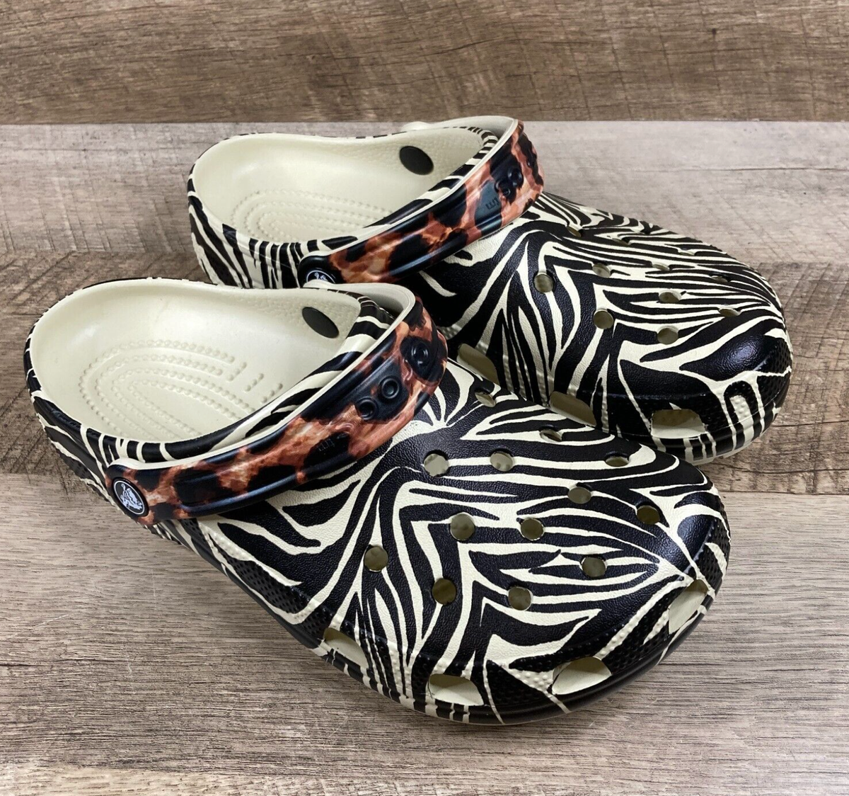 CROCS CLASSIC ANIMAL REMIX CLOG Zebra Leopard Print Men's SZ or Women's  11