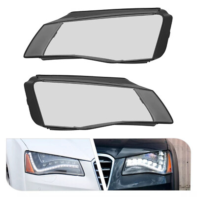New Left+Right Clear Headlamp Cover For Audi A8 2011-2013 Transparent Lamp Shade