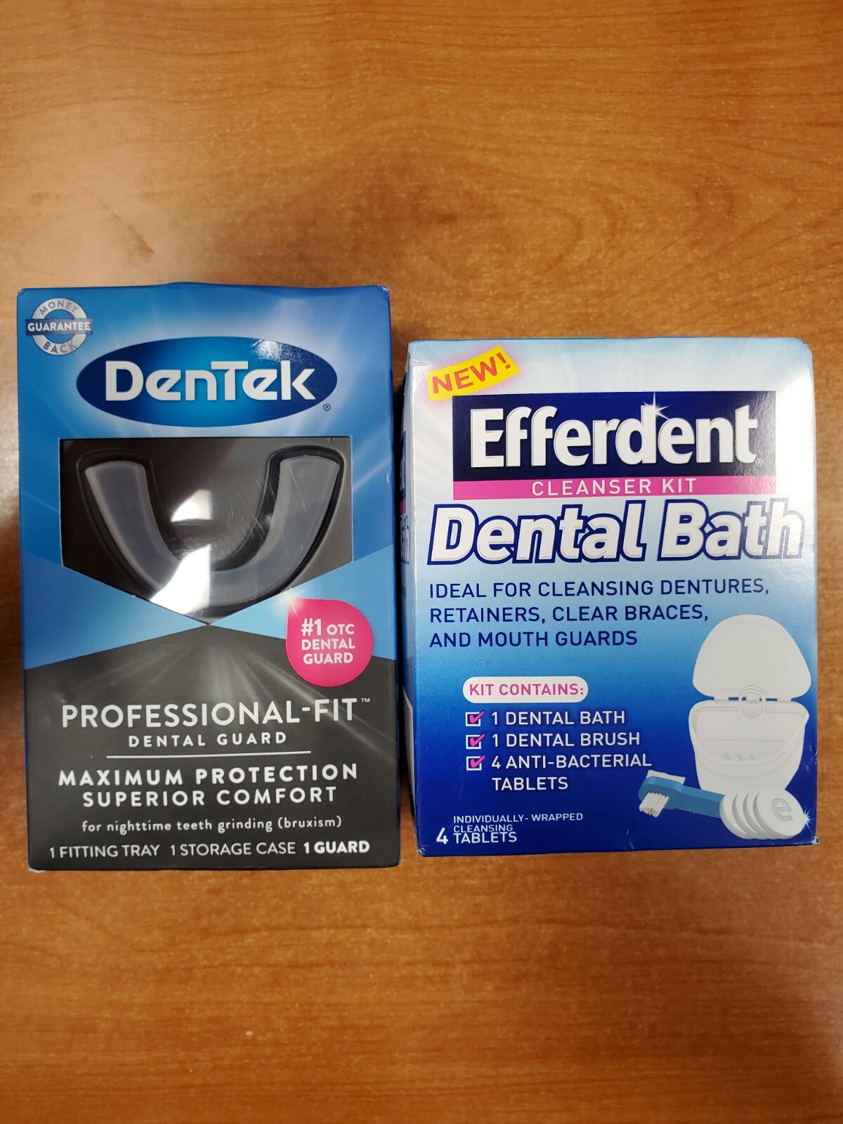 DenTek ProfessionalFit Dental Guard AND Efferdent Dental Bath Kit W5E