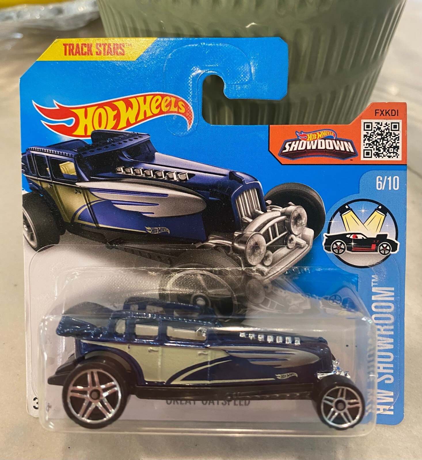 2016 Hot Wheels GREAT GATSPEED Dark Blue HW Showroom 6/10 - Short Card