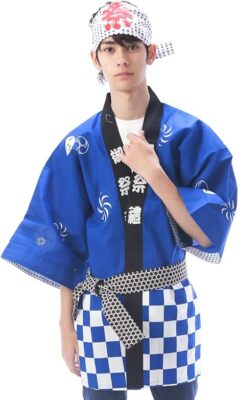 Matsuri Happi Coat 3pcs. Set-Japanese Festival Kimono Jacket M/L