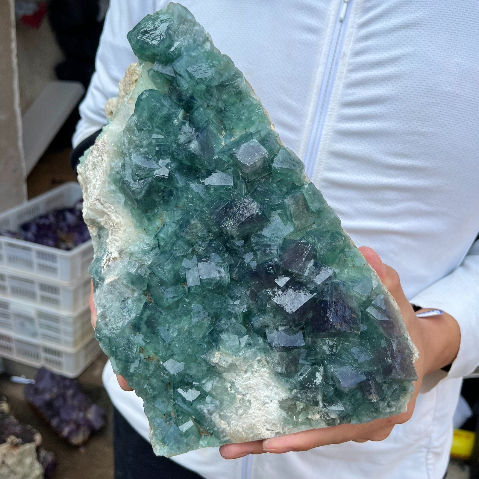 9.1lb Natural Green Fluorite Crystal Quartz Cluster Specimen for Healing