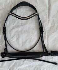Adams-Tack Handmade Leather Comfort Horse Bridle Patent Noseband With Free Reins