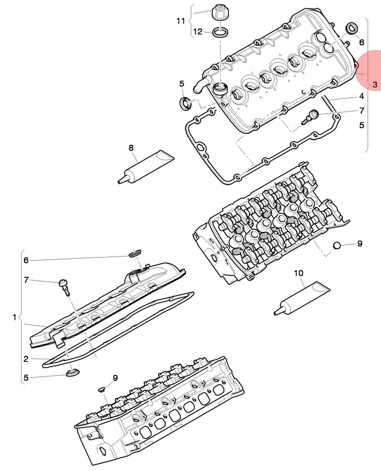 04-19 BENTLEY CONTINENTAL FLYING SPUR GT LEFT CYLINDER HEAD COVER GASKET OEM  