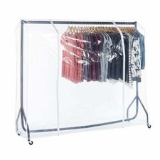 Black Heavy-Duty Clothes Rail With Clear Cover