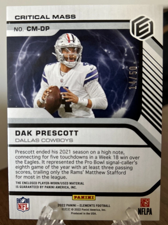 Dak Prescott - 2022 Panini Elements Critical Mass SSP # 14/50 - COWBOYS - Image 2 of 2