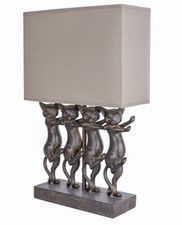 Tischlampe Katze Leuchte Stoffschirm Tischleuchte Katzenfigur Vintage Lampe neu