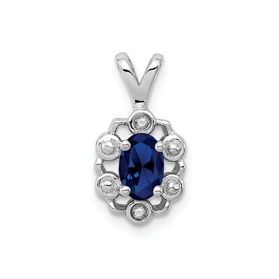 925 Sterling Silver Diamond Created Sapphire September