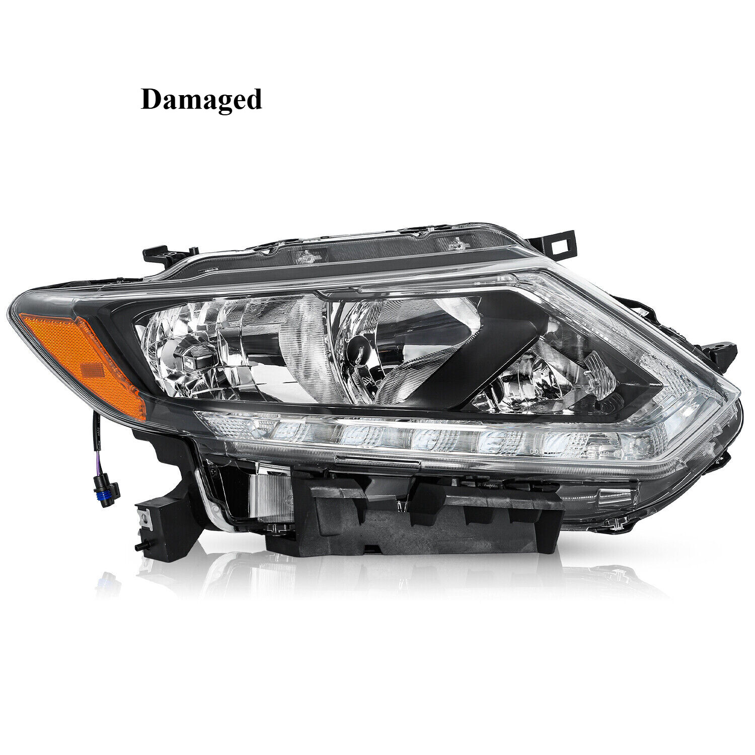 Right For 2014-2016 Nissan Rogue Halogen w/LED DRL Passenger Headlight Headlamp
