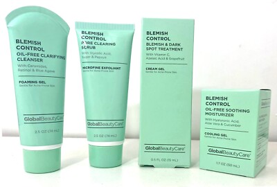 4 Set, Global Beauty Blemish Control Skincare Cleans Scrub Treatment Moisturizer