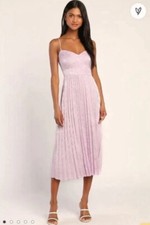 Lulus Women's Regal Romance Jacquard Satin Midi Dress Lavender Floral Large NWT