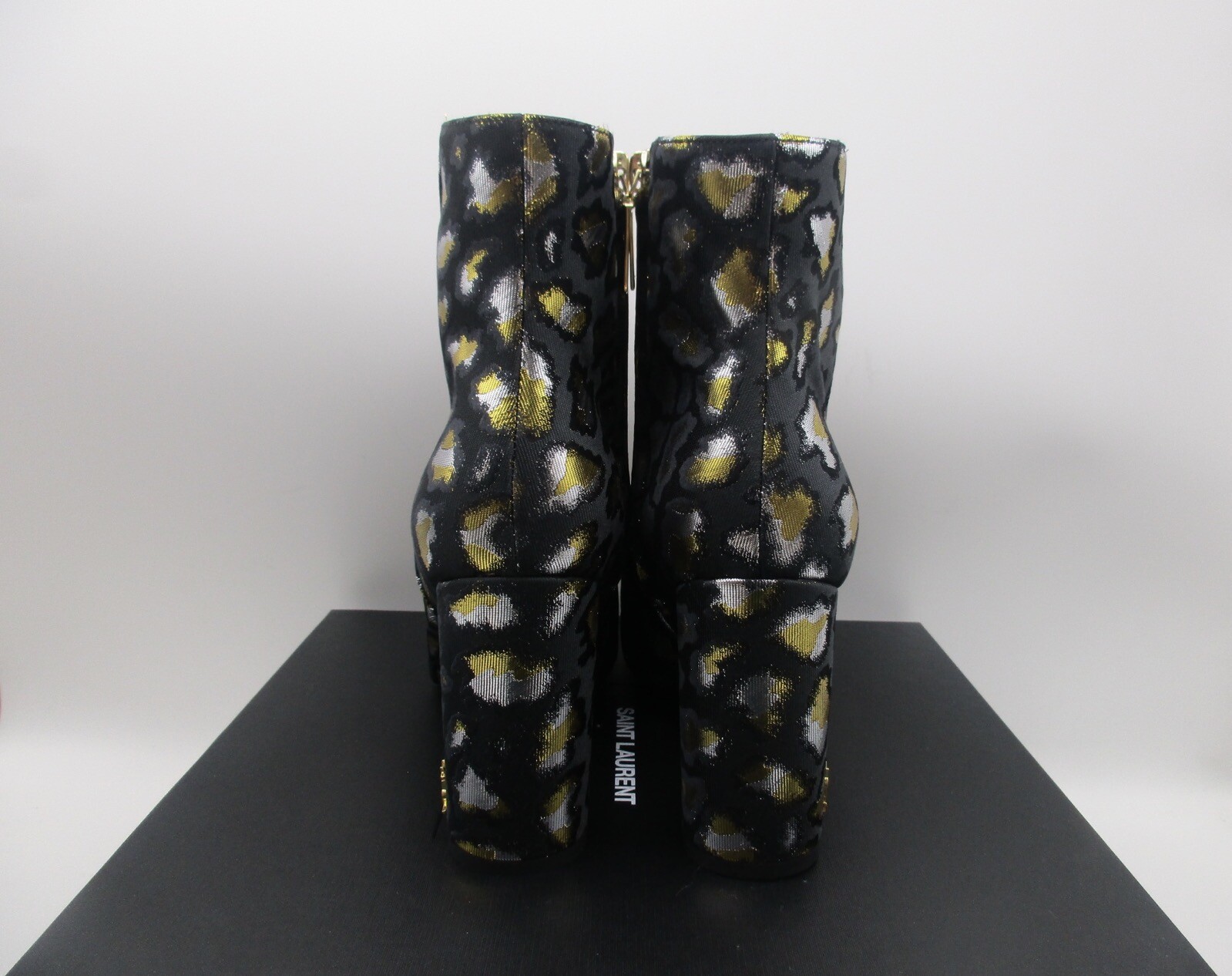 Stivali Saint Laurent LouLou 95 cerniera stivali leopardati jacquard 36 5