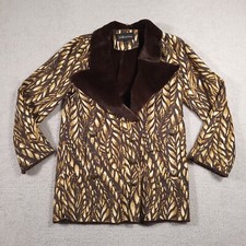 Luxe By Irina Faux Fur Jacket Coat Women's Small Animal Print Lined Soft Warm