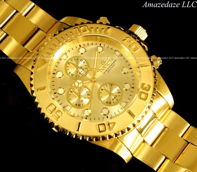 NEW Invicta Mens 44mm GOLDEN DIAL VD55.B Chronograph Stainless Steel Watch !!