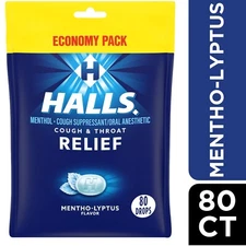 HALLS Relief Mentho-Lyptus Cough Drops, Economy Pack, 80 Drops
