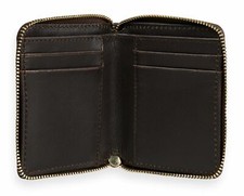 SCOTCH & SODA Leather Bill Fold Zip Wallet Walnut