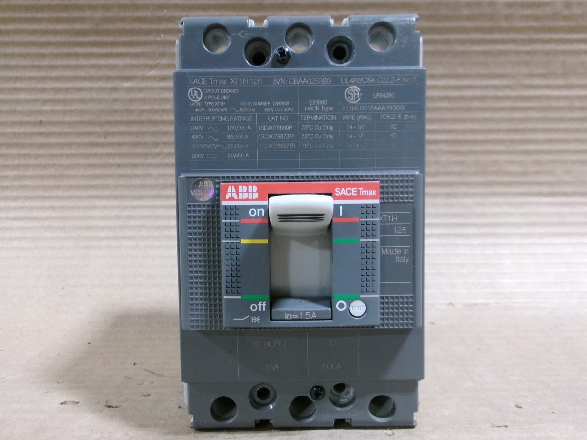 ABB SACE Tmax XT1H 125 XT1HU3015AAA000XXX 3 Pole 15 Amp
