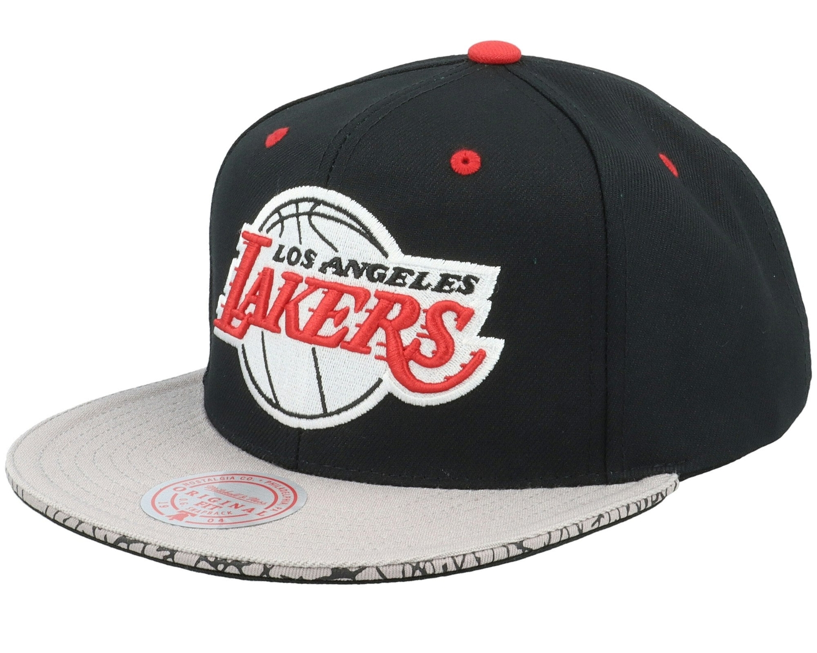 МУЖСКАЯ КЕПКА MITCHELL - NESS NBA THREE COLLECTION SNAPBACK LAKERS - ЧЕРНО-СЕРАЯ