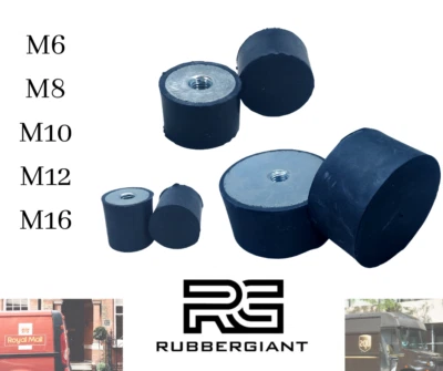 RUBBERGIANT Female BUFFER STOP Rubber Mount Anti Vibration M6 M8 M10 M12 M16 Cylindrical / E