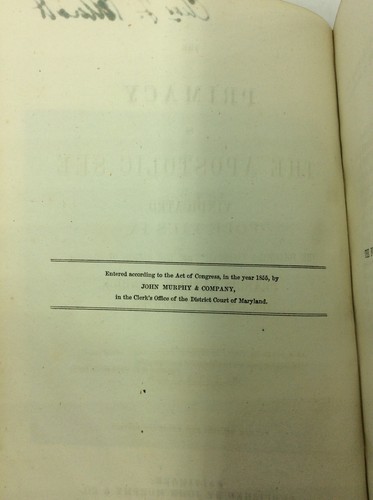 THE PRIMACY OF THE APOSTOLIC SEE VINDICATED by Francis Patrick Kenrick - 1855 - Picture 5 of 10