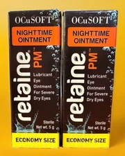 2 Pack Ocusoft Retaine PM Nighttime Eye Ointment 5g Economy Size Lot New Sealed