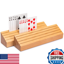 Yellow Mountain Imports Solid Beechwood Playing Card Holders - Set of 2
