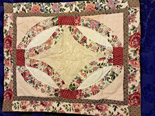 Quilted Standard Pillow Shams Set of 2, Floral Pattern, unused