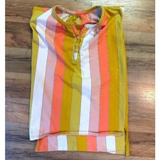 Tea Collection Tunic Top Yellow Pink Striped Metallic Henley Kids Size 5