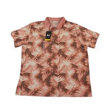 Under Armour 2XL Matchplay Printed Golf Polo Shirt Mens Palm Leaf Peach NEW