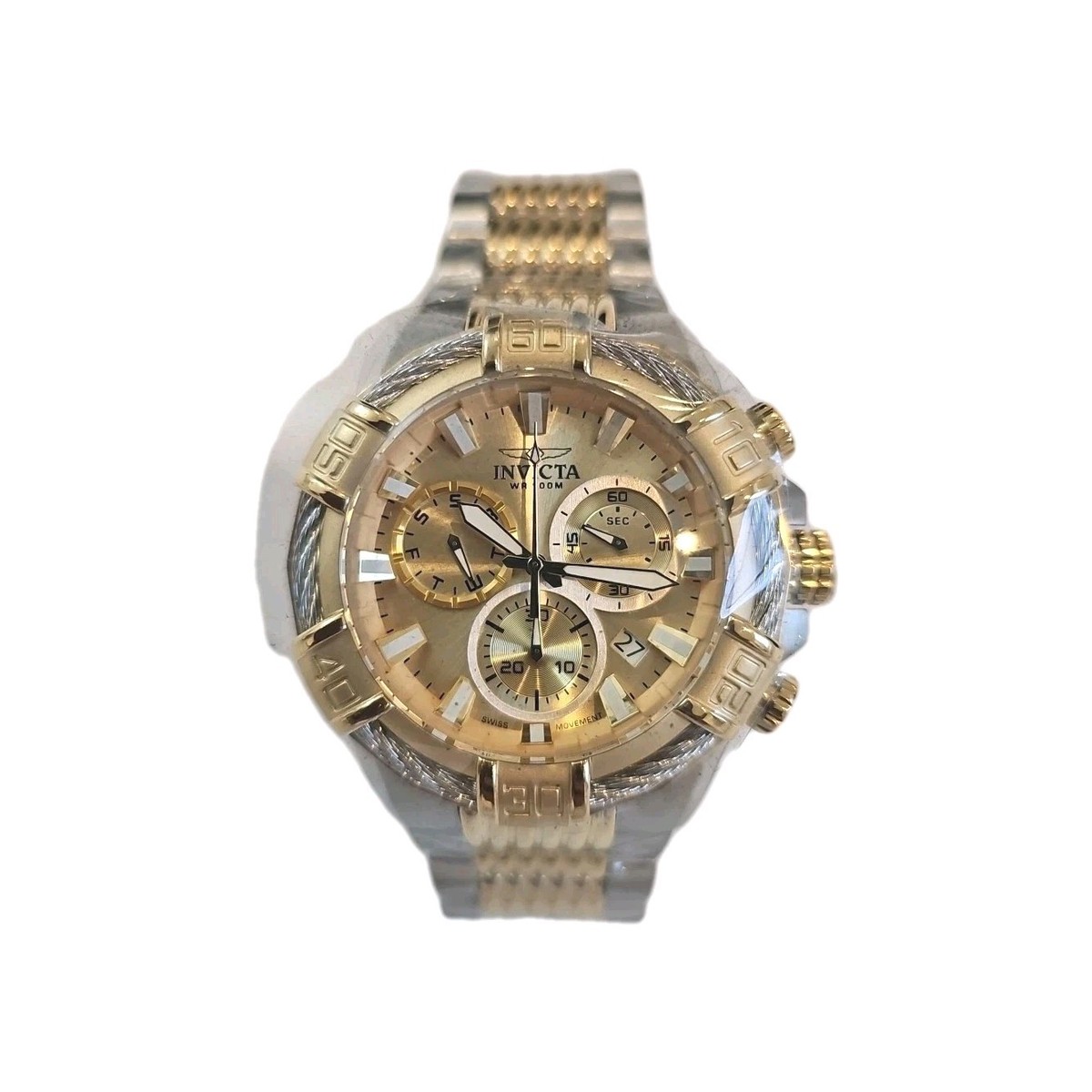 Invicta 25864 51mm Gold Silver Stainless Steel Case Gold Silver