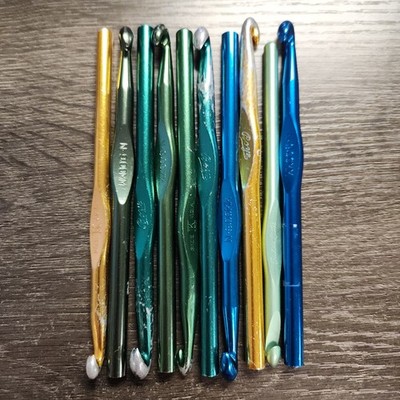 10 Aluminum Steel Vintage Boye Crochet Loom Hooks Susan Bates USA Made