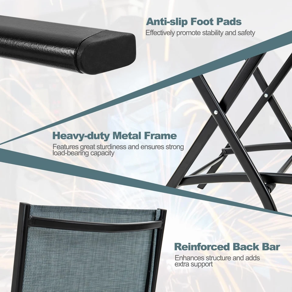 Conjunto de 4 cadeiras de bar dobráveis para pátio, banquetas de bar de altura de balcão ao ar livre com pés... - Imagem 4 de 4