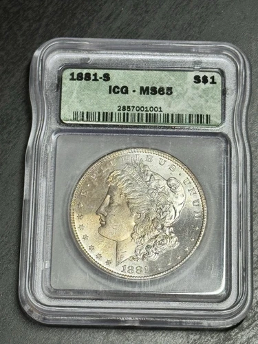 1881 S Morgan Silver Dollar Graded ICG MS65 Nice Gem BU Coin (Slab3160)