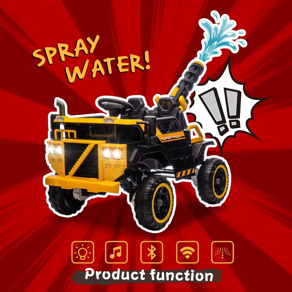 Autocaravana 24V para niños, camión eléctrico de 3 plazas 4x4 con control remoto, LED, amarillo Foto 3 de 4