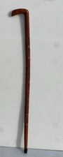 VTG 37  Hand Carved Wooden Cane Walking Stick Intricate Detail