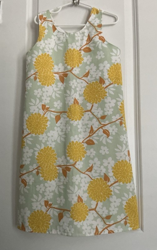 MIGNONE-Sz.8-Girl’s Youth Shift Dress-Yellow Floral &Green-Zip-Sleeveless 