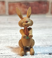Zoo Line Wooden Toy Rabbit 2.25” MCM 1950's Jointed Vintage Japan