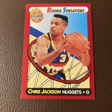 Chris Jackson Rookie Sensations 1991 Fleer #8 Vintage Basketball Card Nuggets. rookie card picture