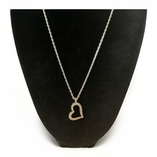 Sterling Silver Open Heart Cubic Zirconia Pendant Necklace 18"