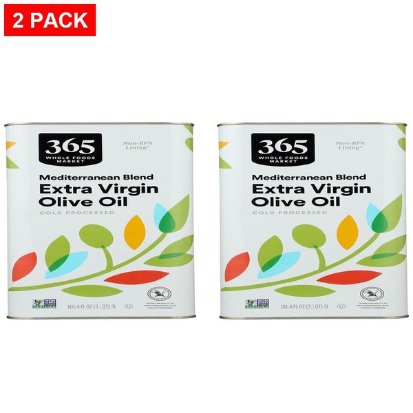 Whole Foods Market, Aceite de Oliva Mediterráneo Virgen Extra, 101,4 Fz - Paquete de 2