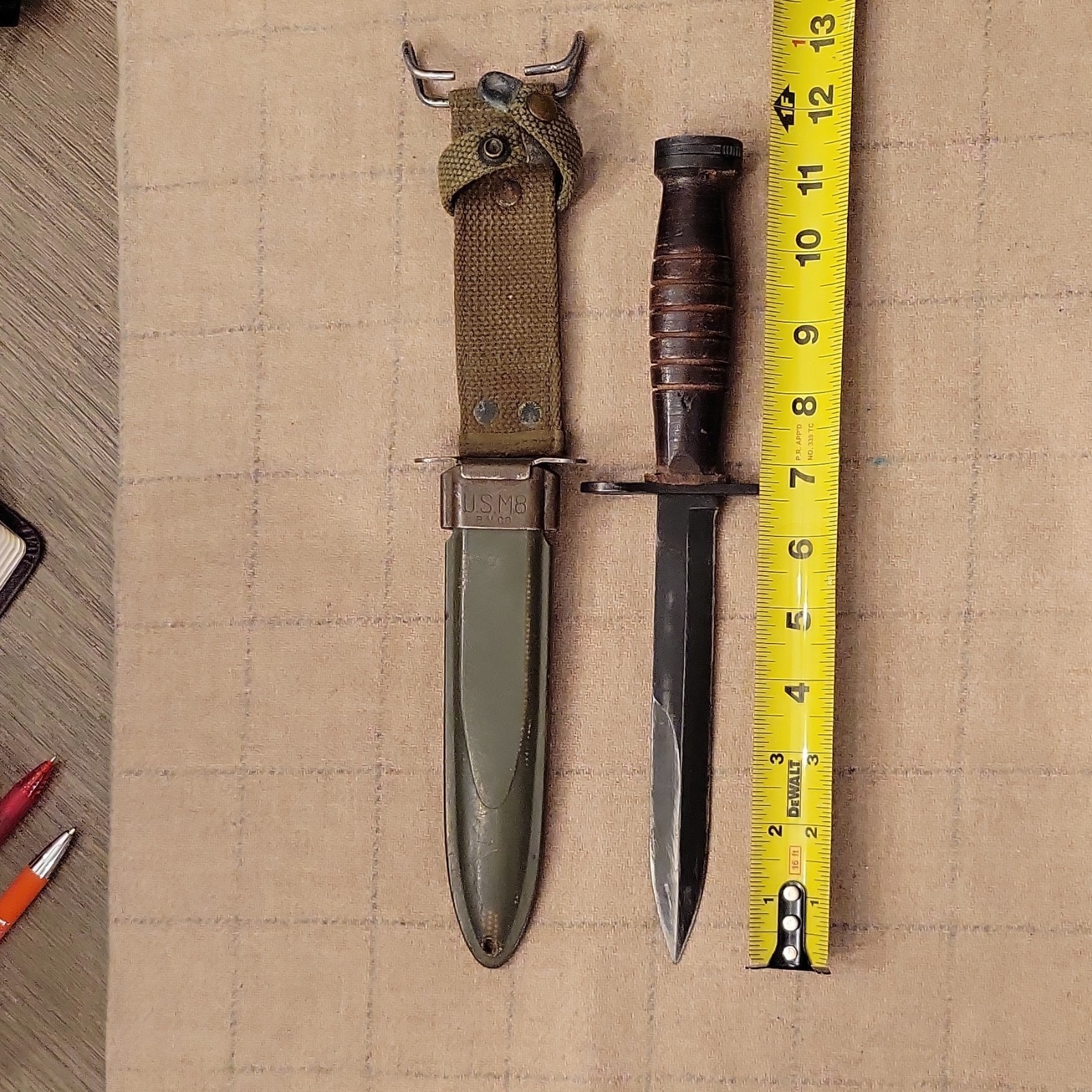 B.M. Co. Vietnam War Combat Military Knife with Sheath Original Militaria